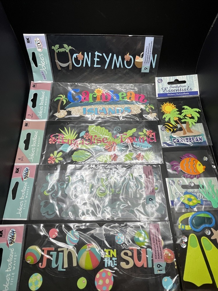 Jolee’s Boutique Lot 8 VACATION DAY HONEYMOON BEACH TRIP CARIBBEAN 3D Stickers