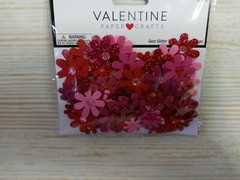 New! 90 Paper Flower 3D Embellishments Gem Glitter Spring Pink Red Valentine