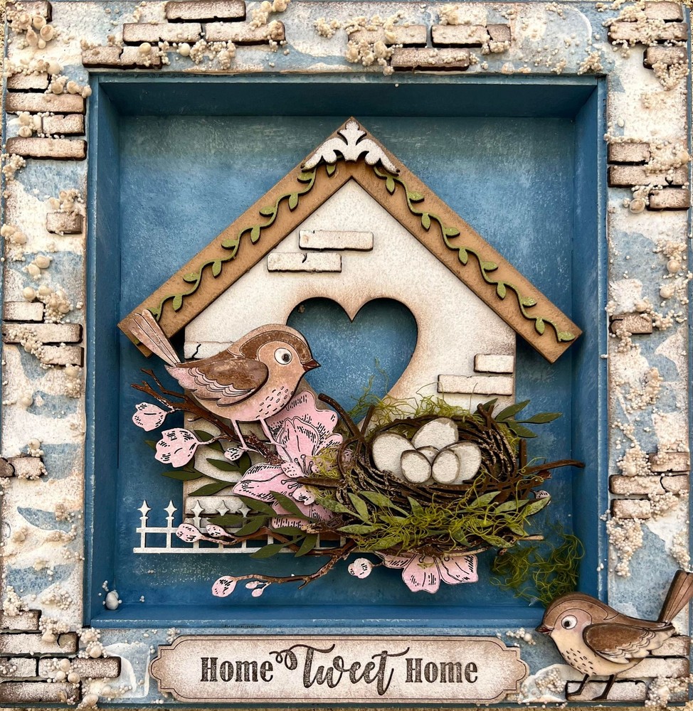 Dusty Attic Chipboard 12×12 – Spring Shadow Box #1 – Home Tweet Home, DAMC4A