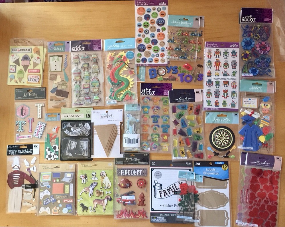 HUGE Lot Scrapbook Stickers Various Themes Sticko Jolee’s More New in Packages