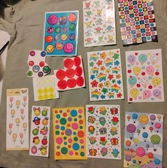 Lot Happy Face Stickers Hallmark Agc Highlights Hot Air Balloon Ice Cream Cones