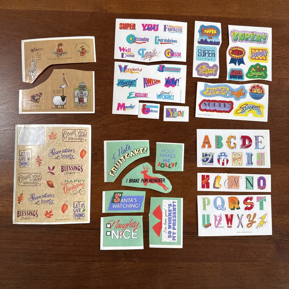 Vintage HALLMARK Brand LOT 85 STICKERS Vintage 80’s 1983 1984 1986 Htf Rare