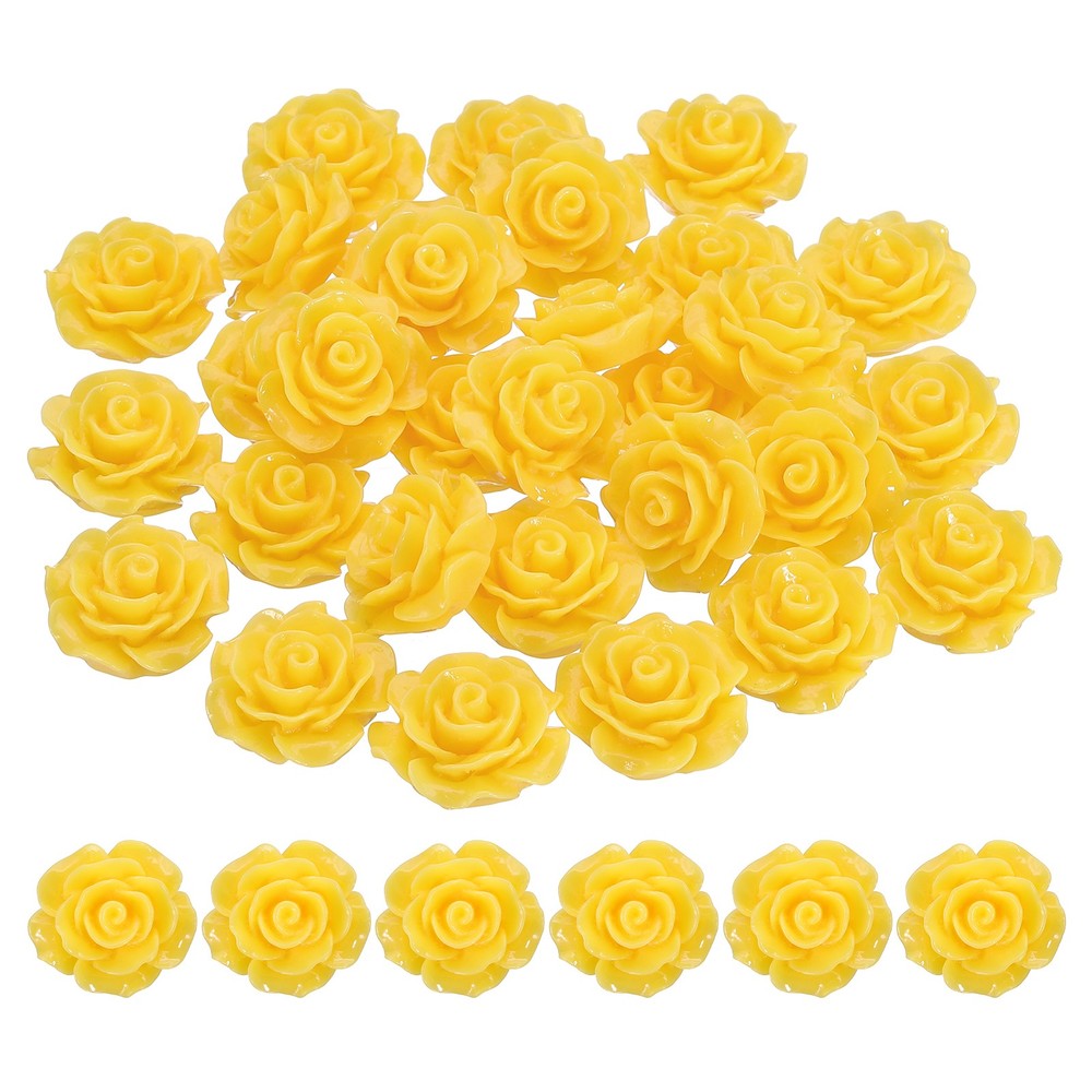 20mm Rose Flower Resin Cabochon, 30 Pcs Mini Rose Flower Resin, Lemon Yellow