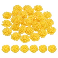 20mm Rose Flower Resin Cabochon, 30 Pcs Mini Rose Flower Resin, Lemon Yellow