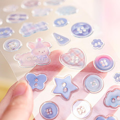 Cute 3D Stickers Vintage Style Simple Illustration Sticker Sheet Set of 4 Fresh