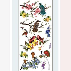 Violette Stickers – Birds – 1 Oriental Bird & Flower Sticker Sheet – Scrapbooks