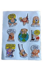 Unused Vintage ZIGGY Puffy Stickers Sheet UPS Tom Wilson Have A Nice Life