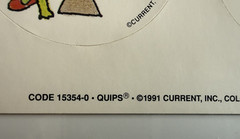 Vintage QUIP Stickers by Current 1991~1 SHEET~CODE 15354-0~funny/humor~Round