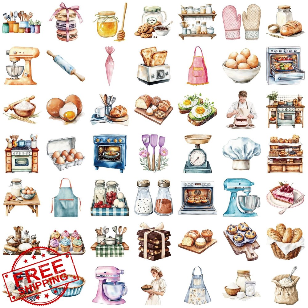 ZOLAREIN Baking Kitchen Stickers Transparent 50PCS