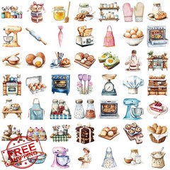 ZOLAREIN Baking Kitchen Stickers Transparent 50PCS