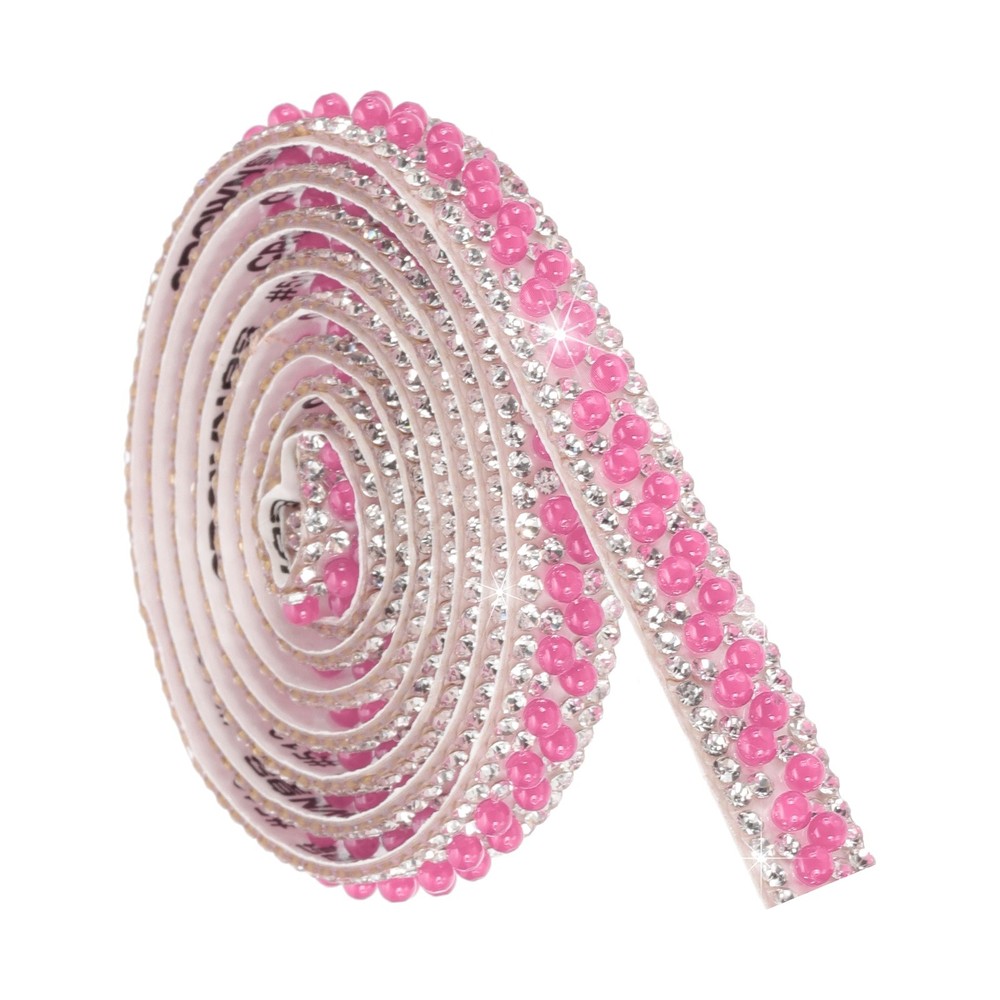For 1 Yard Beaded and Crystal Ribbon, 1cm Pink Ribbon with Beads