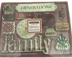 PORTAFOLI Chipboard Memory Accents Generations – Peach Stickers (New)