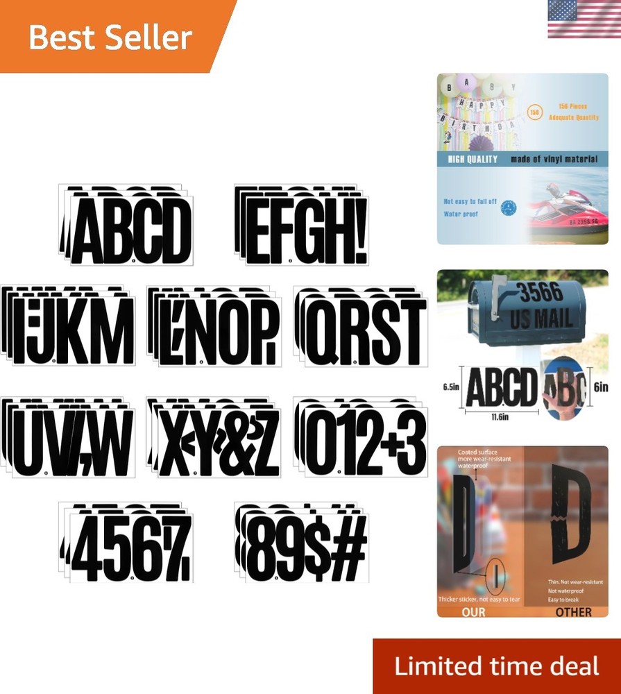 156 Pieces 30 Sheets Extra Large Letter Stickers,Vinyl Mailbox Numbers Alphab…