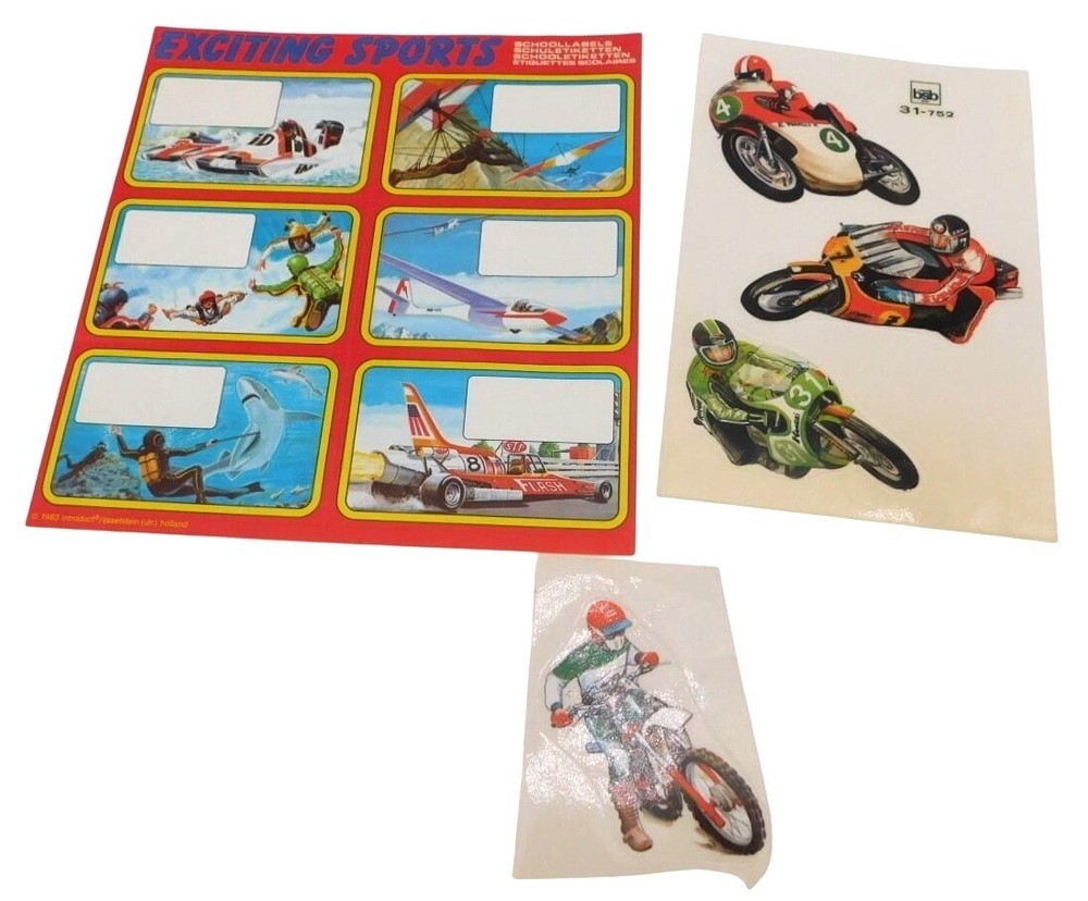 Lot of Vintage Motorcycle Sports Dirt Bike Vehicle Stickers School Labels 1980s