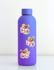 Pink and Green Bird Vinyl Die Cut Stickers Set Scrapbooking Laptop Water Bottle