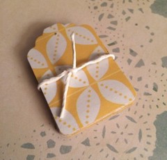 9 Pack Hand Punched Yellow & White Leafy Tags – Gifts, Scrapbook, Crafts, etc