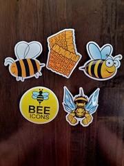 STICKERS x 5 Honey Bee Icons Apiculture Beehive Cartoon Large Sticker BEE9