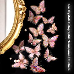 Butterfly Stickers Set Ice Crystals Holographic Shiny Transparent Resin Waterpro