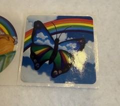 VTG Lisa Frank 80s 2 Stickers Rainbow Cupcake & Rainbow Butterfly