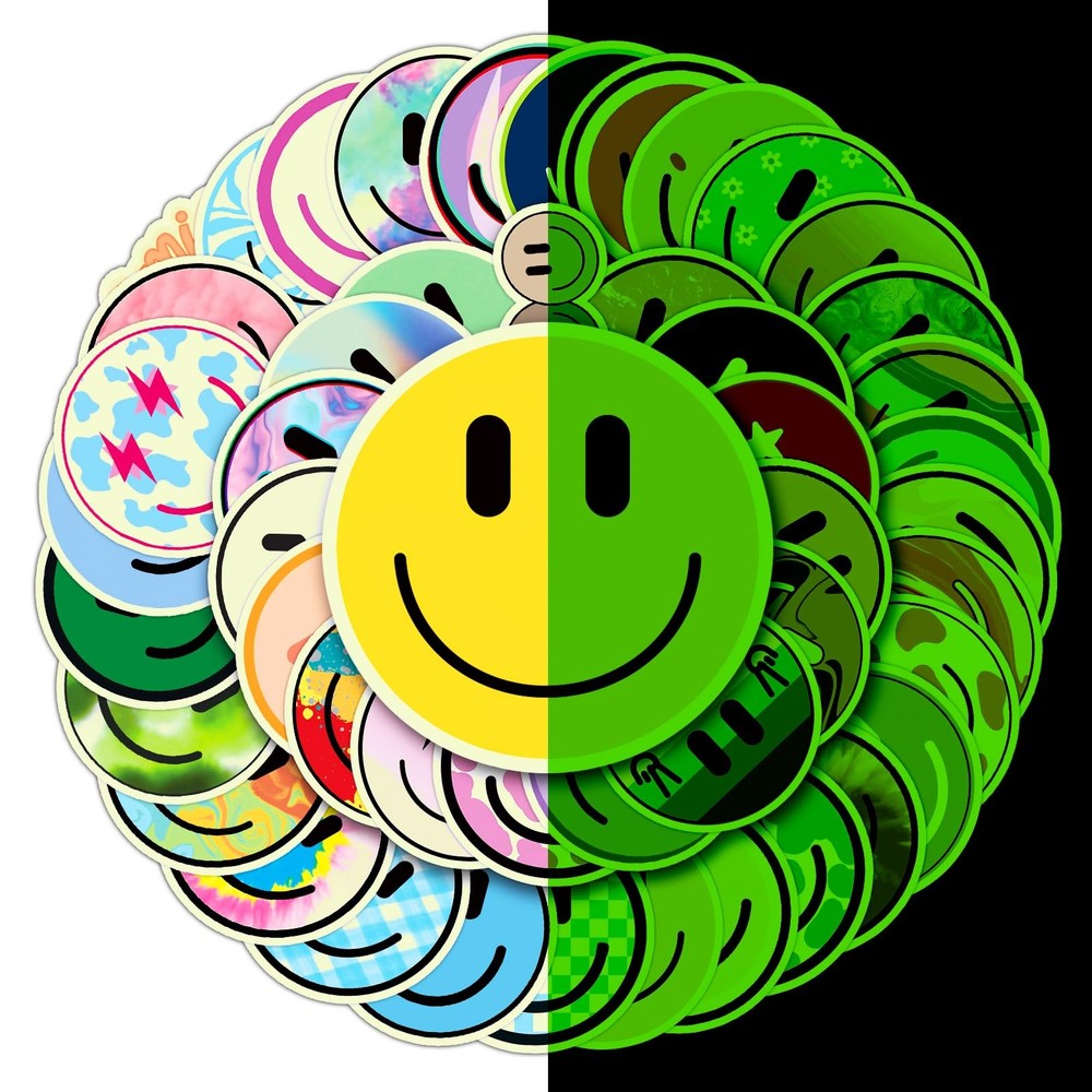 50PCS Smile Glow in The Dark Stickers