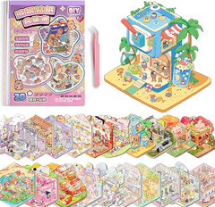 40 Sets DIY 3D Sticker Scenes, Miniature House Pet Shop Room Stickers