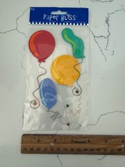 Paper Bliss Adhesive Accent 4PC Multi-Color Balloons w/Wire Scrapbooking Craft