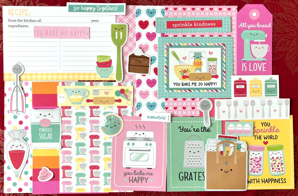 #K10 -DOODLEBUG BAKE ME HAPPY MADE WITH LOVE DOODLEBUG SCRAPBOOK CARD KIT 30pcs