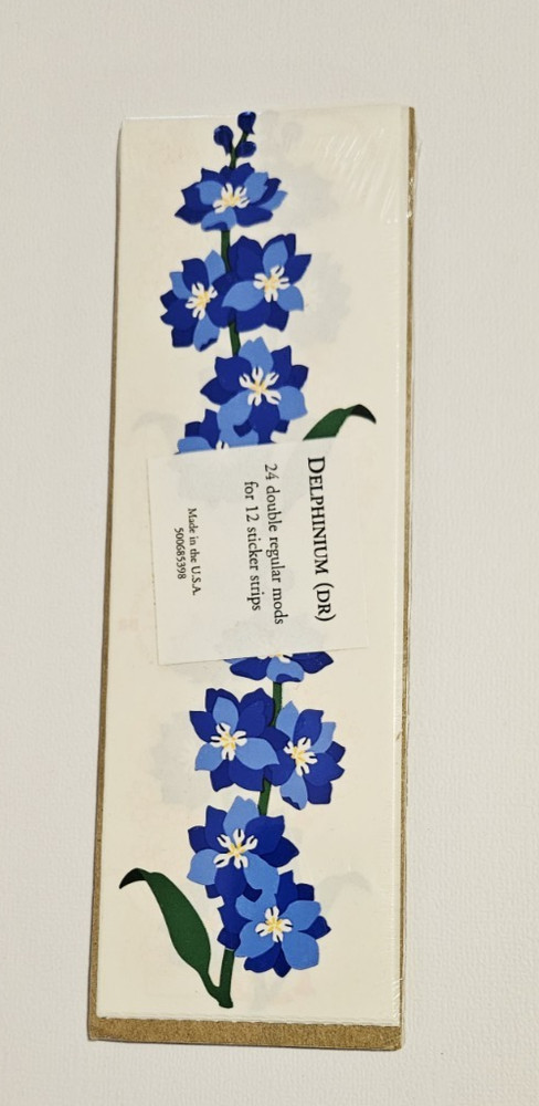 Mrs. Grossman’s Stickers Lot of 12 Strips ~Blue Delphinium Flowers~ RARE HTF
