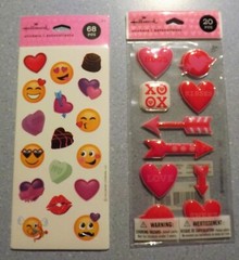 Valentine’s Day Stickers – Emojis & Hearts/Puffy Hearts & Arrows – 2 full Pkg.