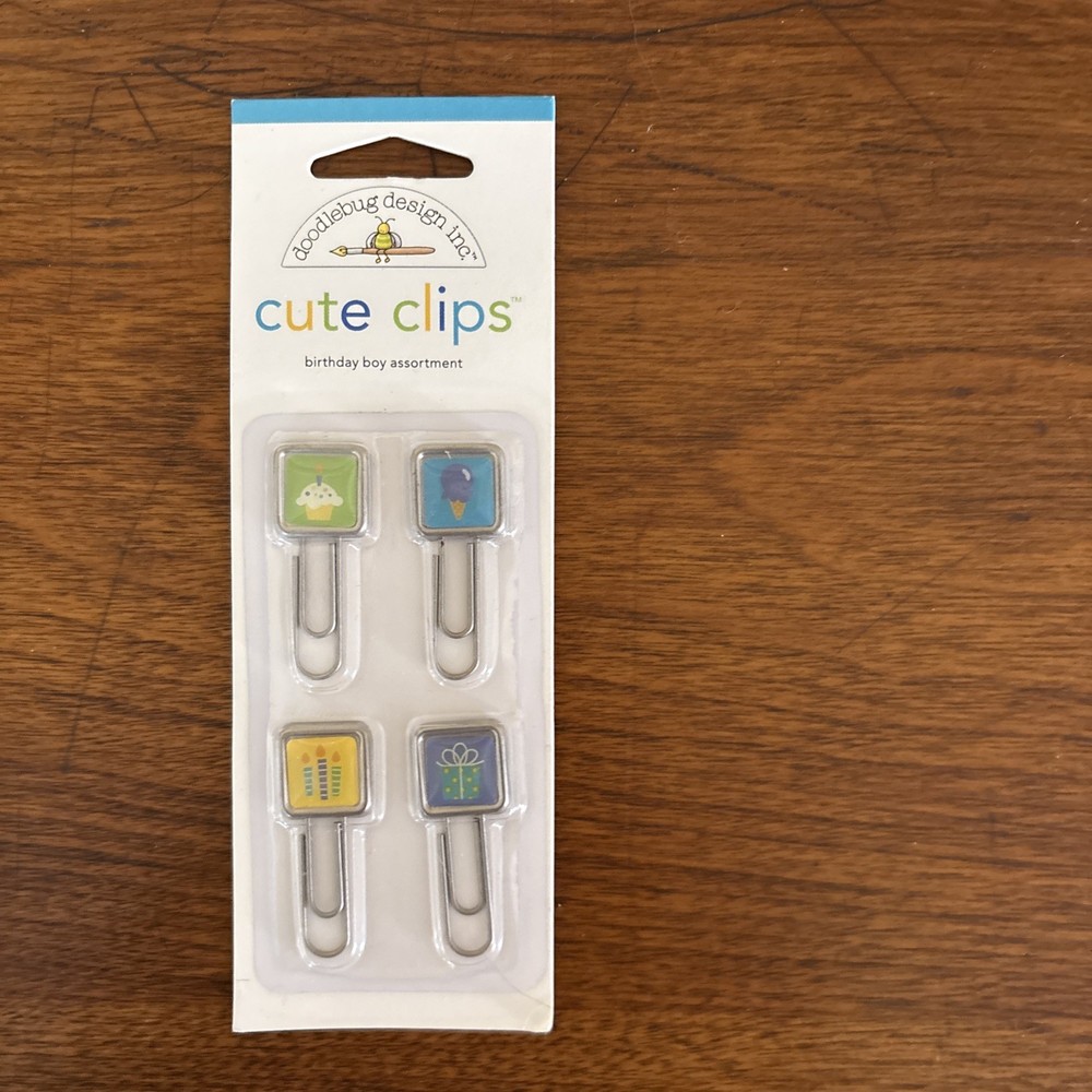Doodlebug Cute Clips-Birthday Boy Assortment-Set of 4-Papercrafting-NEW