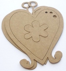{4} VICTORIAN HEARTS – Decorative Accents Chipboard Die Cuts – 3 1/2 x 4 3/8″