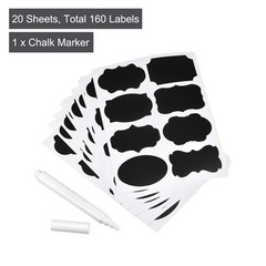 Chalkboard Labels Blackboard Stickers 50x35mm Reusable W Chalk Marker Count 160