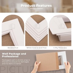 10 Pack 12×12 Photo Mat White Core Bevel Edge 7.5×7.5 Opening Acid Free Frame