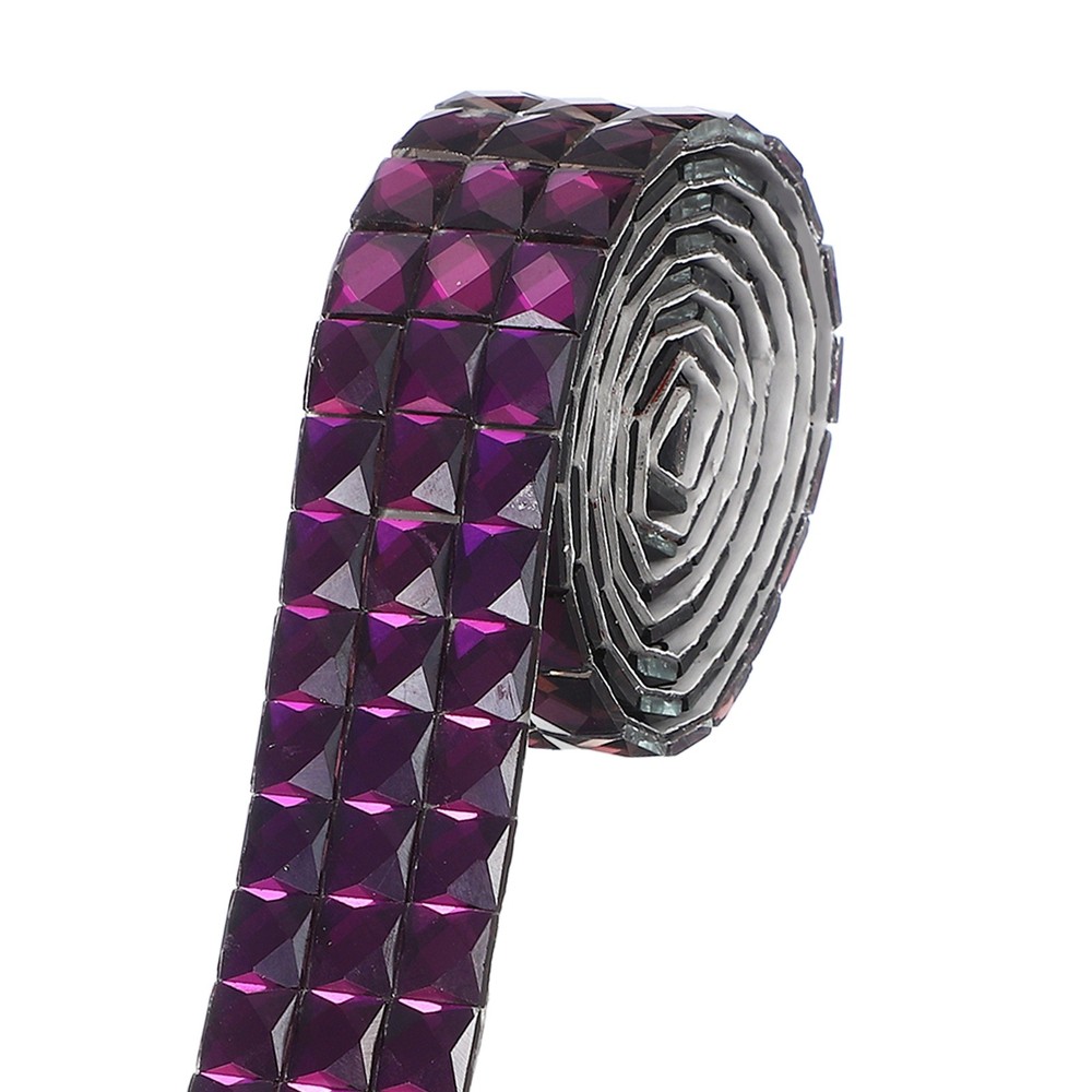 1.18 Inch x 1 Yard Crystal Rhinestone Sticker Ribbon Purple
