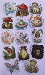 Set of 14 Cute Woodland Animals Stickers ~ Junk Journal Stickers Kids Scrapbook