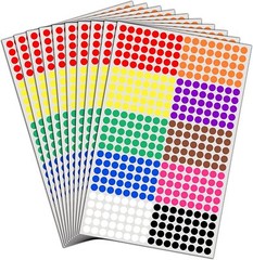 6000 Pack, 1/4″ Small Colored Dot Stickers round Labels – 10 Colors.
