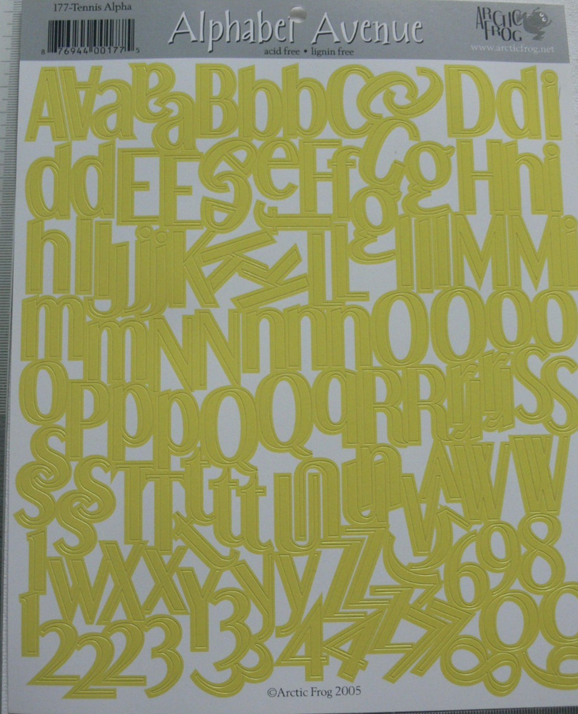 Tennis Alpha Yellow Flat Sticker Alphabet Avenue 20-27mm High &3-20mm Wide L2Lf