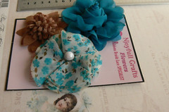TEAL BLUE & BROWN Fabric Organza Mix – 3 Floral Flower Pk 60-80mm NJC V4 D