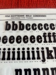 2 Letraset INSTANT LETTERING Transfer Letters Egyptienne 60pt bold con 1