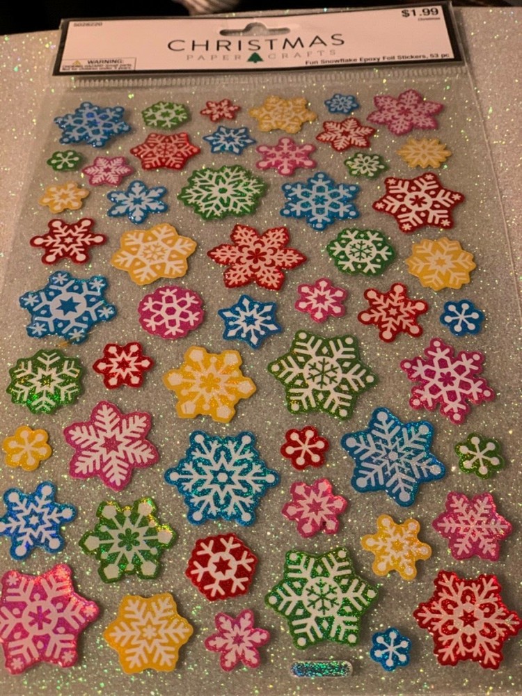 CHRISTMAS PAPER CRAFTS CHRISTMAS FUN SNOWFLAKES EPOXY FOIL STICKERS MIXED COLORS