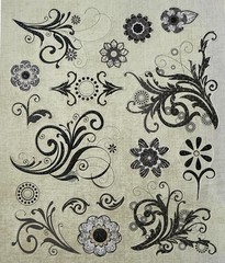 FLORAL SWIRL Glitter Stickers (17pc)Garden•Blooming•Leaves •Circles•Card Making•