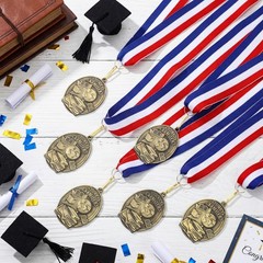 36 PCS Social Studies Award Medals Bulk With Neck Ribbons Gold Trophy