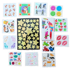 Vintage Sandylion Hambly Stars Lips Kittens Parrots Scrapbook Stickers Lot D