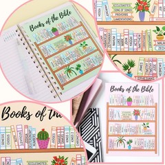 8pcs Books of The Bible Tracker Stickers, 5x7in God Multicolored