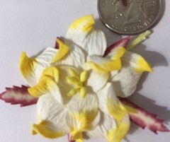 GREEN/YELLOW PREMIUM GARDENIA FLOWERS(7pc)Stamping Scrappin •Handmade•Garden•••