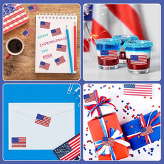 Whaline Patriotic Glitter Sticker Roll – 500PCS American Flag Waterproof Self-Ad