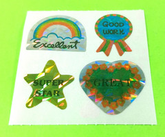 Vintage Prismatic Encouraging Words Award Great 7 Sticker Mod