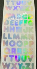 HAMBLY STUDIOS STICKERS FOIL HOLOGRAPHIC LETTERS ALPHABET WHITE / SILVER VINTAGE