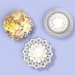 6pc Lace Collage Frames – Vintage Floral Ephemera for Scrapbook & Junk Journal