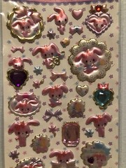 Sanrio Bonbonribbon Rabbit Gem Bows Puffy Sticker Sheet Scrapbooking Htf Vintag